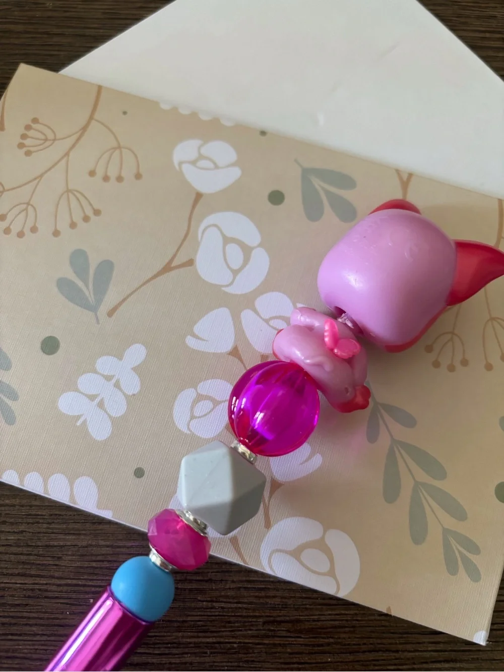 Pink Unicorn Cat handmade Beaded Pen